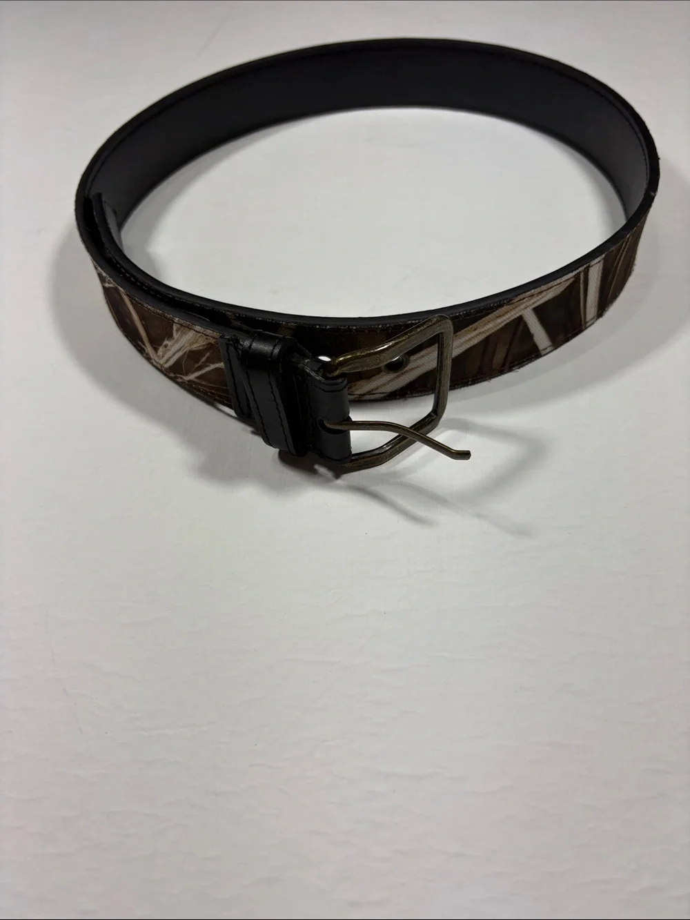 Camouflage Canvas on Leather Belt Size 34